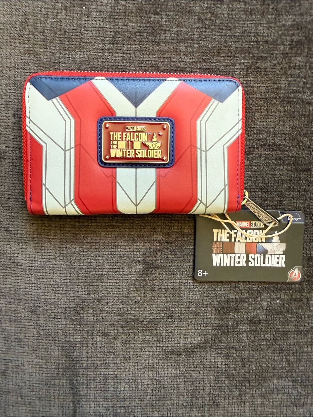 Loungefly Marvel The Falcon and The Winter Soldier Red, White & Navy Zip Wallet